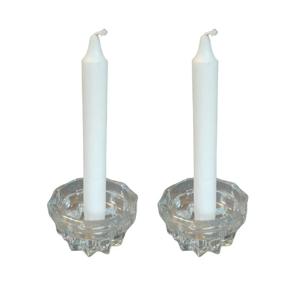 American Whitehall Pillar Taper Crystal Candle Holder Set of 2